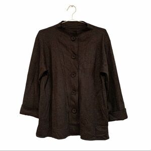 Eileen Fisher Faux Collar Brown Wool Jacket